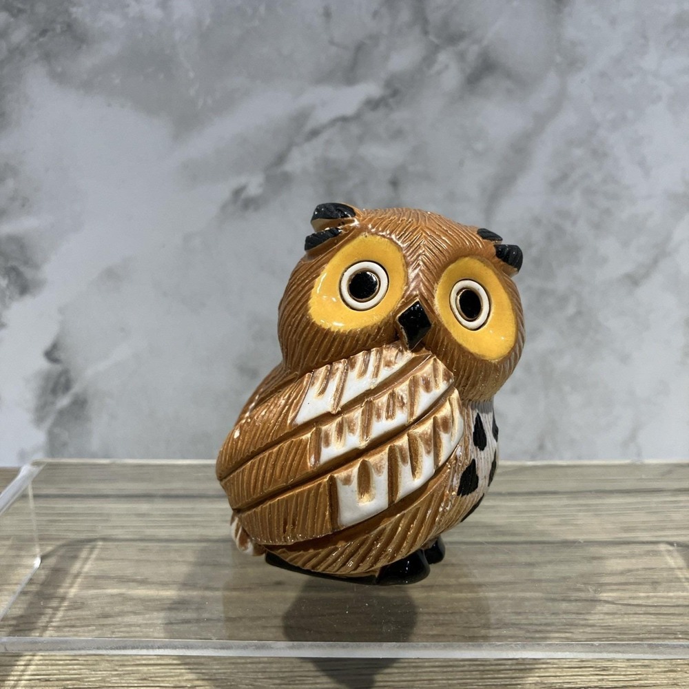 Vintage Artesania Rinconada Owl Uruguay Ceramic 2 3/4" tall Signed